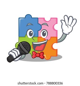Singing puzzle mascot cartoon style