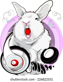 Singing Rabbit with headphones