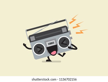 Singing radio character. Vector illustration