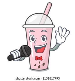 Singing raspberry bubble tea character cartoon