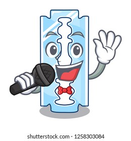 Singing razor blade and border cartoon cyan