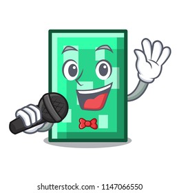Singing rectangle mascot cartoon style