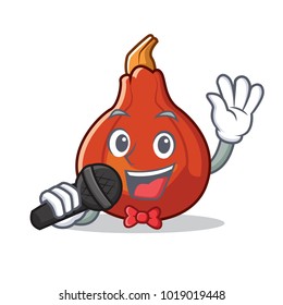 Singing red kuri squash mascot cartoon