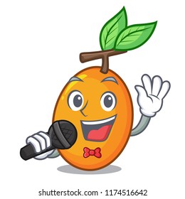 Singing ripe yellow plums on the tree cartoon