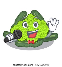 Singing roman caulifloer above table cartoon wooden
