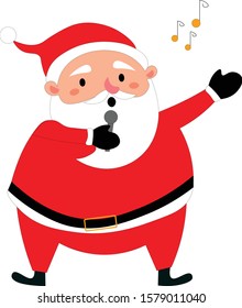 Singing Santa Claus vector. Christmas Santa illustration.