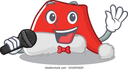 Singing santa hat character shaped in cartoon