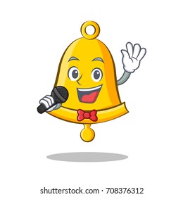 Singing school bell character cartoon