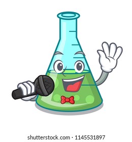Singing science beaker mascot cartoon