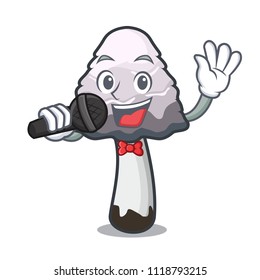 Singing shaggy mane mushroom mascot cartoon