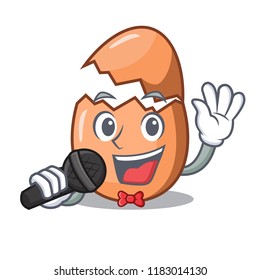 Singing shell of broken egg on the mascot