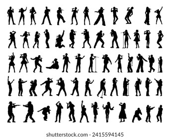 Singing silhouette vector art white background