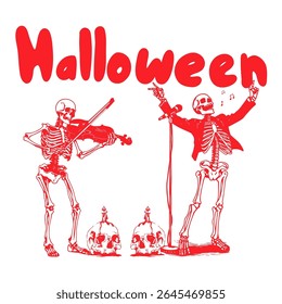 singing skeleton vector image illustration	
