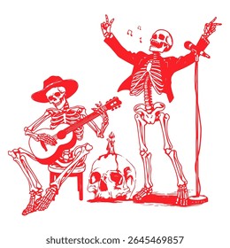 singing skeleton vector image illustration	
