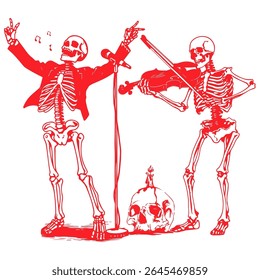 singing skeleton vector image illustration	

