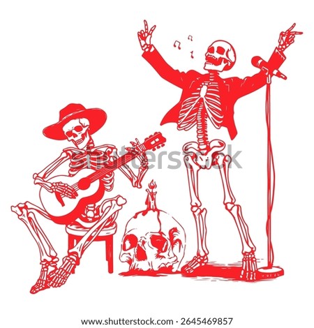 singing skeleton vector image illustration	
