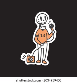 Singing skull illustration. Vector graphics for t-shirt prints and other uses.