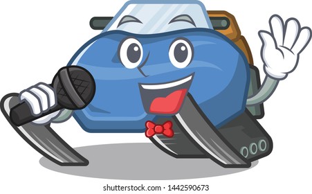 Singing snowmobile isolated in the a cartoon