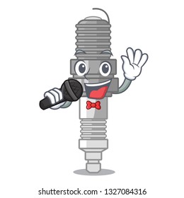 Singing spark plug isolated with the mascot
