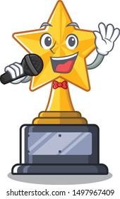 Singing star trophy isolated in the cartoon
