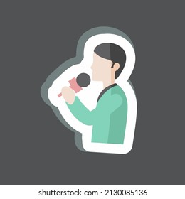 Singing Sticker in trendy isolated on black background