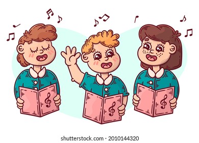 Singing Together School Kindergarten Group Children Stock Vector ...