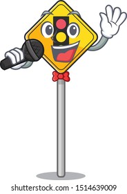 Singing traffic light ahead in shape mascot