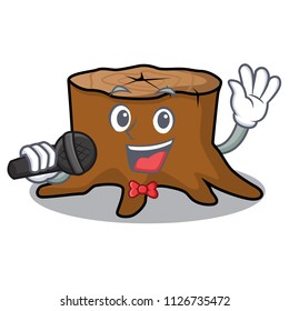 Singing tree stump mascot cartoon