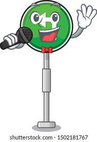 Singing turn left character shaped with mascot