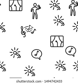 Singing Vector Seamless Pattern Thin Line Illustration