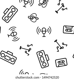 Singing Vector Seamless Pattern Thin Line Illustration