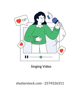 Singing Video Flat Style Design Vector illustration. Stock illustration