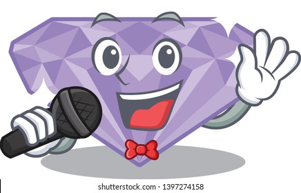Singing violet diamond in a cartoon bag