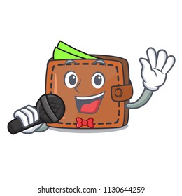 Singing wallet mascot cartoon style vector illustration