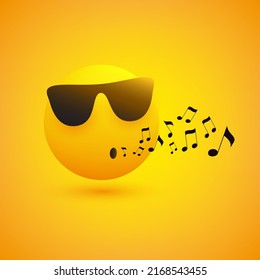 Singing Whistling Emoji Emoticon Face Wearing Stock Vector (Royalty ...