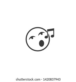 Singing or Whistling Emoticon, Smile Face icon Vector Design.