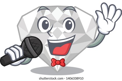 Singing white diamond isolated in the cartoon