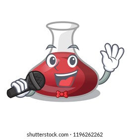 Singing wine decanter on the table cartoon
