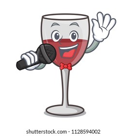 Singing Wine Mascot Cartoon Style