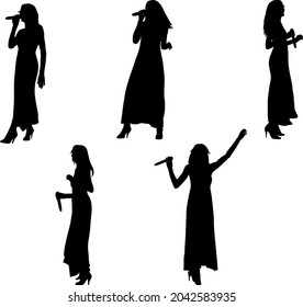 singing woman in dress silhouettes
