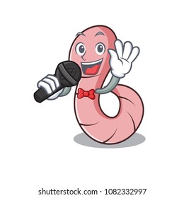 Singing worm mascot cartoon style