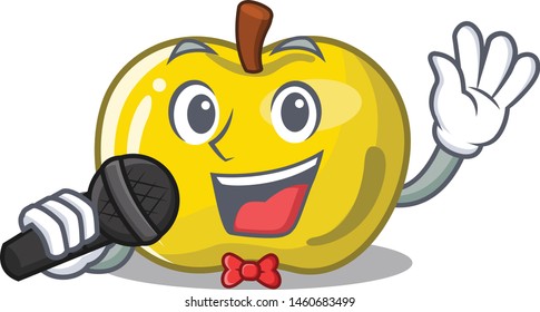 Singing yellow apple isolated with the mascot