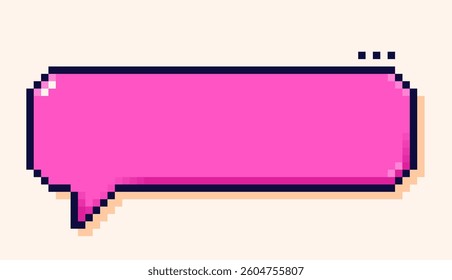 Singl pixel art speech bubble with magenta background.
