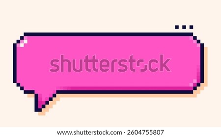 Singl pixel art speech bubble with magenta background.