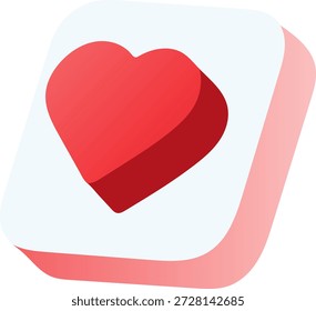 Ilustración de icono de corazón rojo isométrico en 3D para redes sociales como Botón y diseño de interfaz de App romántico