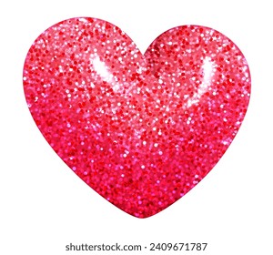 Un solo corazón de caramelos rosados de gelatina con brillo. Felices imágenes prediseñadas del día de San Valentín para pancartas o plantillas de letras. Ilustración del vector