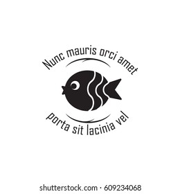 Single abstract fish  made in vector for decoration the signboard of a fish restaurant,  shop, or market. Isolated on the background and easy to use.Clean and minimalistic symbol.