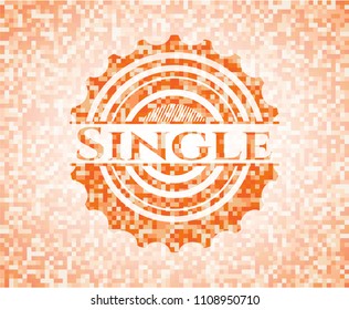  Single abstract orange mosaic emblem
