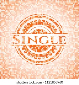 Single abstract orange mosaic emblem with background