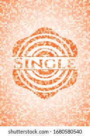 Single abstract orange mosaic emblem with background